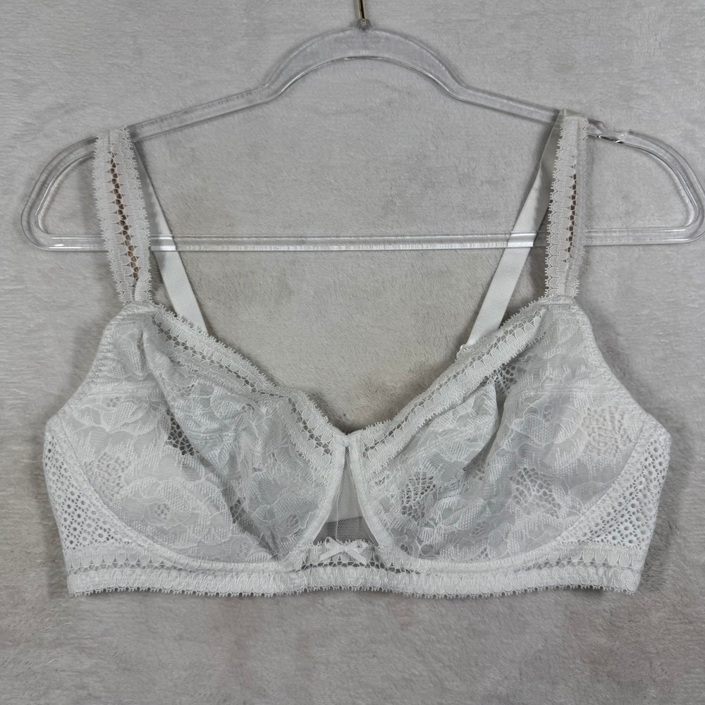 Chantelle C14320 White Floral Lace Unlined‎ Wireless Bra 40C French Designer